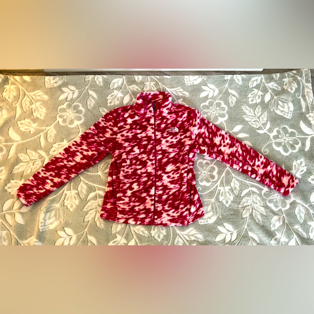 The North Face Girls Osolita Zip Jacket Size Medium (10) Fuchsia/White Combo 💖🤍✨